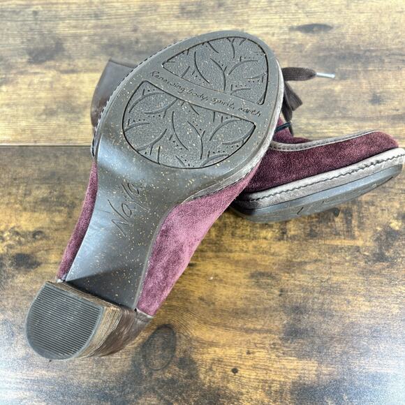 VTG Naya Mindy Genuine Suede Leather Mid Heel Round Toe Lace Shoes 7M Purple Y2k - Picture 8 of 8